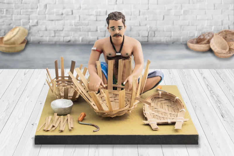 Basket Maker - Handmade Terracotta Clay Figurine | Prime Sitting Human Figure Idol