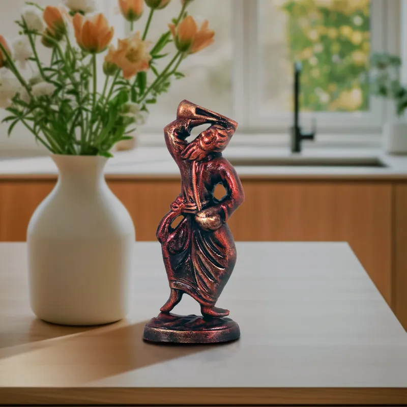 Baul - Folk Singer - Metallic Bronze | Handmade Terracotta Clay Figurine | Abstract Terracotta Showpieces