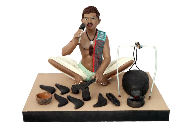 Blacksmith - Handmade Terracotta Clay Figurine | Standard Sitting Human Figure Idol