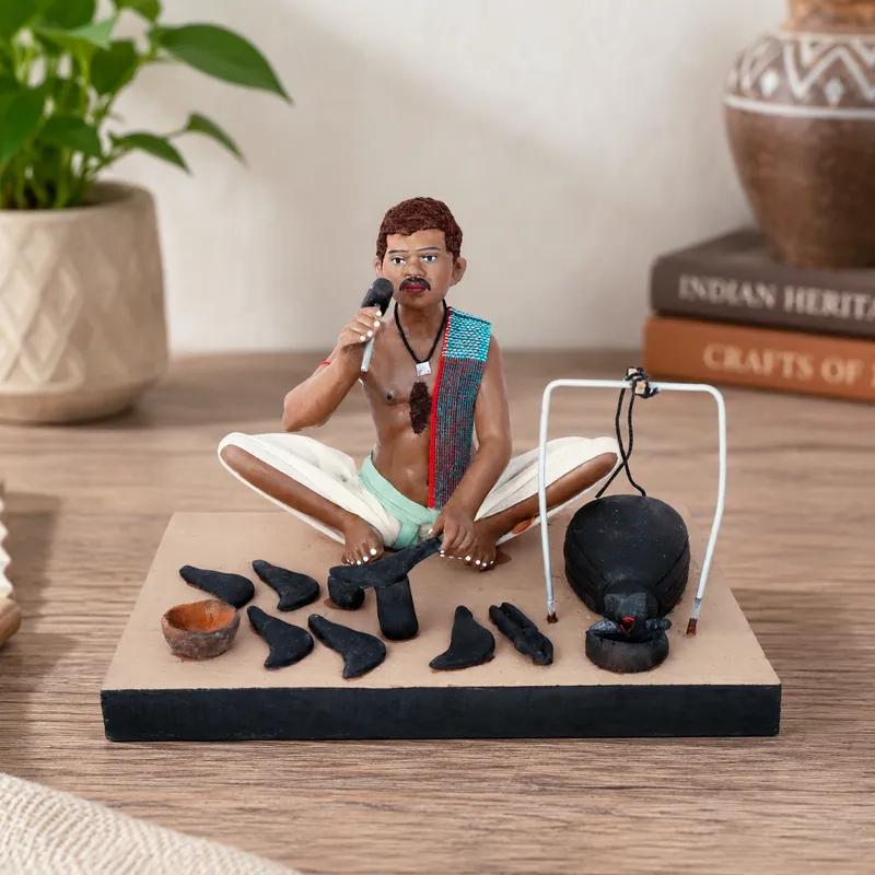 Blacksmith - Handmade Terracotta Clay Figurine | Standard Sitting Human Figure Idol