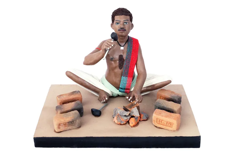 Brick Breaker - Handmade Terracotta Clay Figurine | Standard Sitting Human Figure Idol
