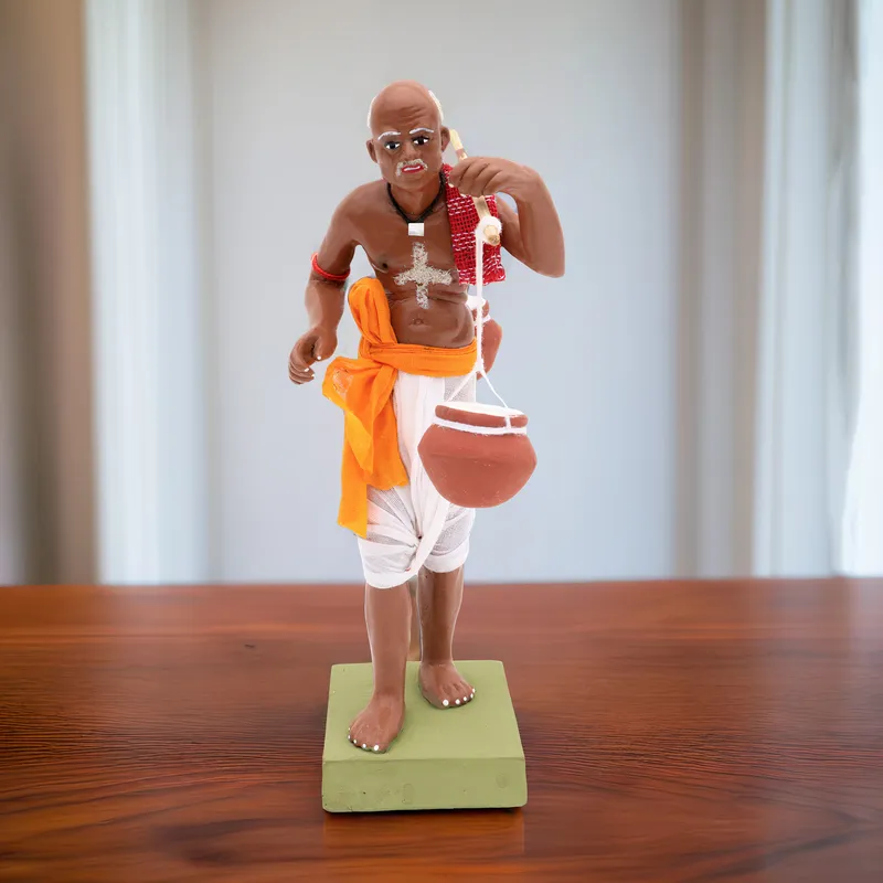 Indian Curd Seller | Handmade Terracotta Clay Figurine | Standing Human Figure Idols