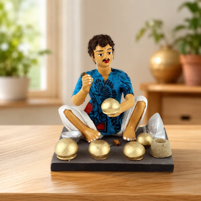Kitchen Utensils Maker - Handmade Terracotta Clay Figurine | Basic Sitting Human Figure Idol