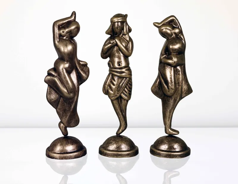 Krishna with Gopiya - Metallic Golden | Handmade Terracotta Clay Figurine | Abstract Terracotta Showpieces