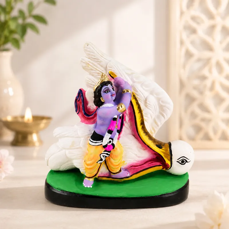 Krishna's Bakasur Vadh - Clay Terracotta Idol | Spiritual and Cultural Art