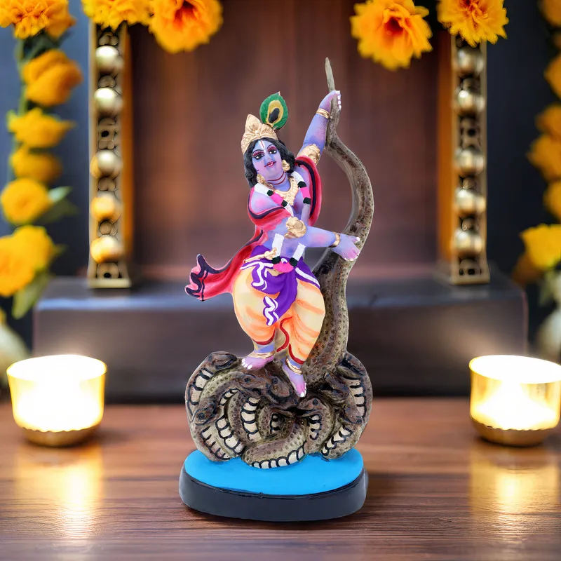 Krishna's Kaliya Naag Daman - Clay Terracotta Idol | Spiritual and Cultural Art
