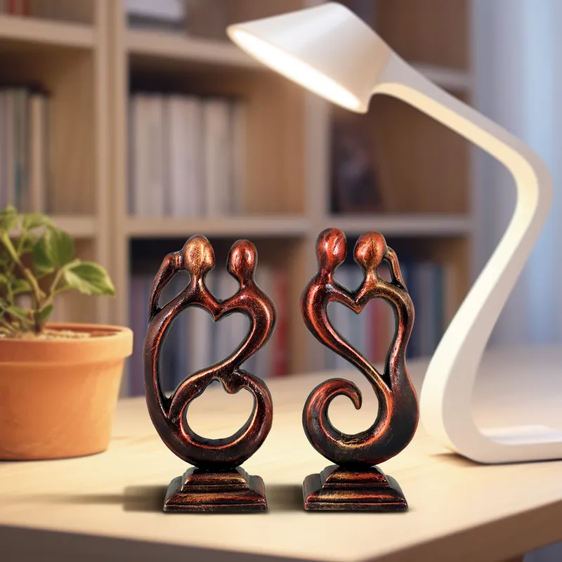 Love Couple - Metallic Bronze | Handmade Terracotta Clay Figurine | Abstract Terracotta Showpieces