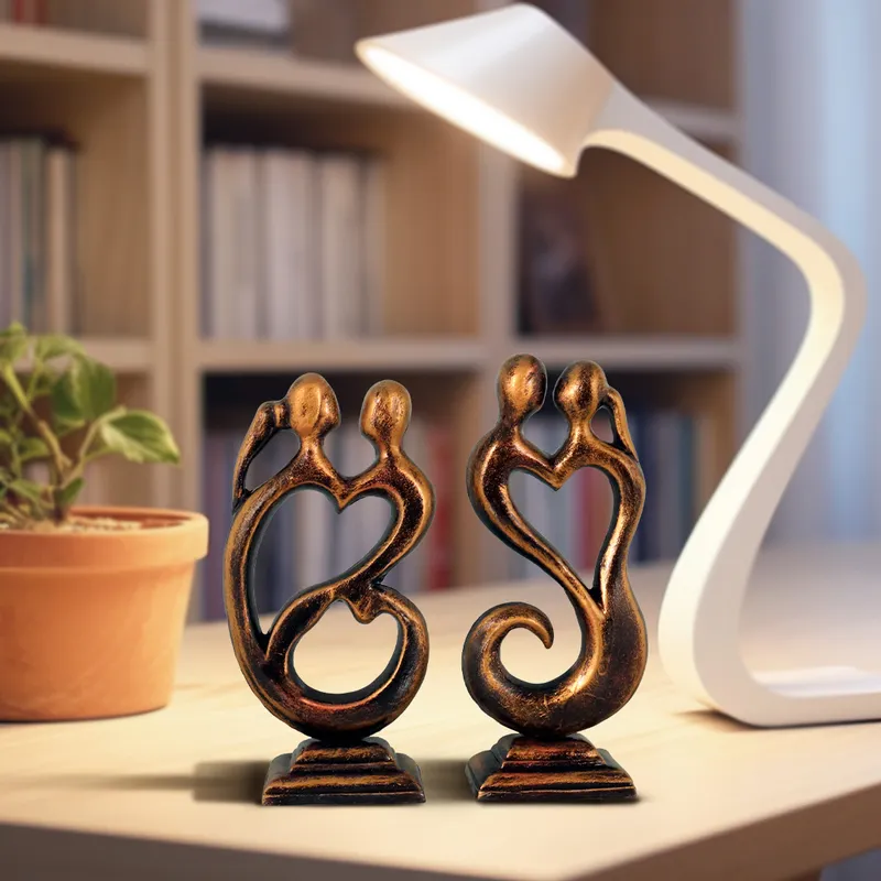 Love Couple - Sunset Golden | Handmade Terracotta Clay Figurine | Abstract Terracotta Showpieces