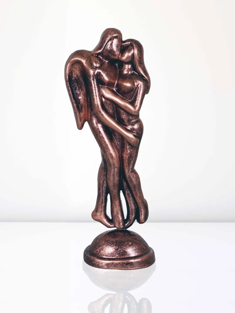 Loving Angels - Metallic Bronze | Handmade Terracotta Clay Figurine | Abstract Terracotta Showpieces