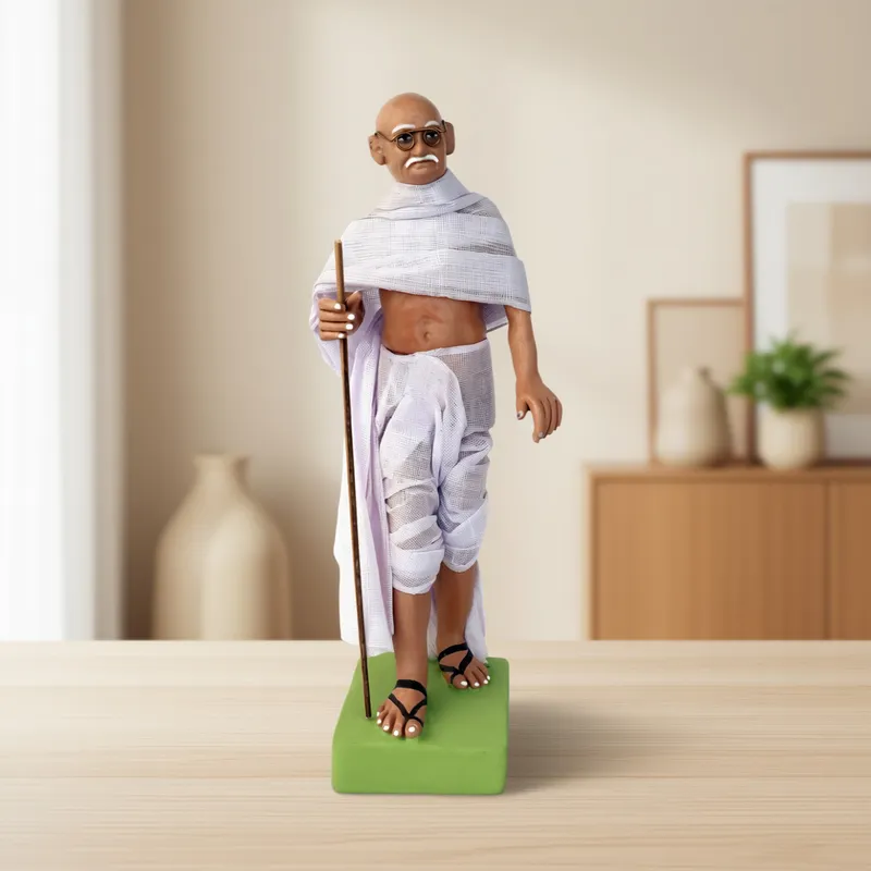 Mahatma Gandhi | Handmade Terracotta Clay Figurine | Standing Human Figure Idols