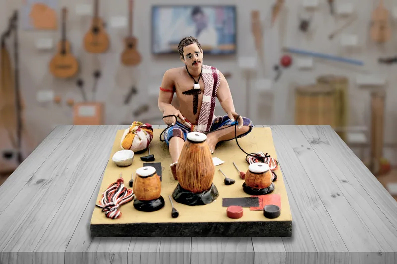 Musical Instruments Maker - Handmade Terracotta Clay Figurine | Prime Sitting Human Figure Idol