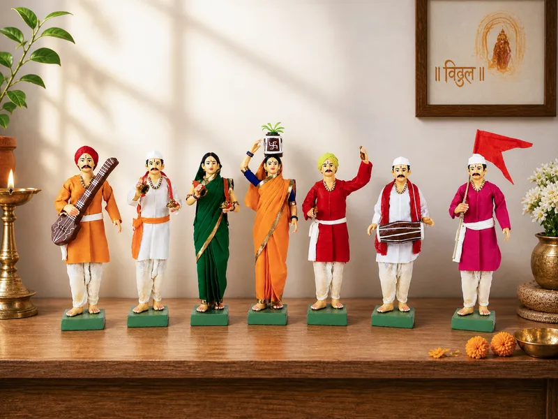 Pandharpur Warkari - Set of 7 - 10 Inch | Handmade Terracotta Clay Figurine | Standing Human Figure Idols