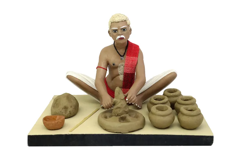 Potter - Handmade Terracotta Clay Figurine | Standard Sitting Human Figure Idol