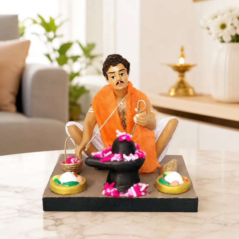 Priest - Handmade Terracotta Clay Figurine | Basic Sitting Human Figure Idol