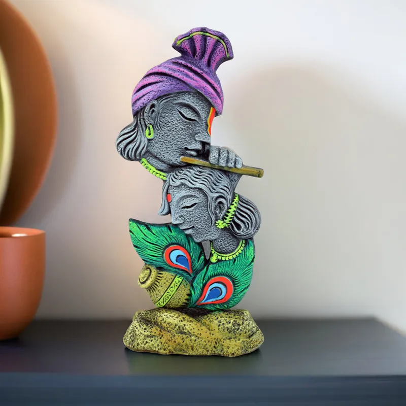 Radha Krishna Idol - Symbol of Eternal Love & Devotion | Handmade Terracotta Clay Figurine | Abstract Terracotta Showpieces