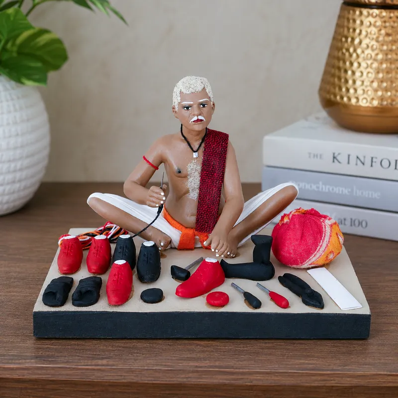 Shoemaker - Handmade Terracotta Clay Figurine | Standard Sitting Human Figure Idol