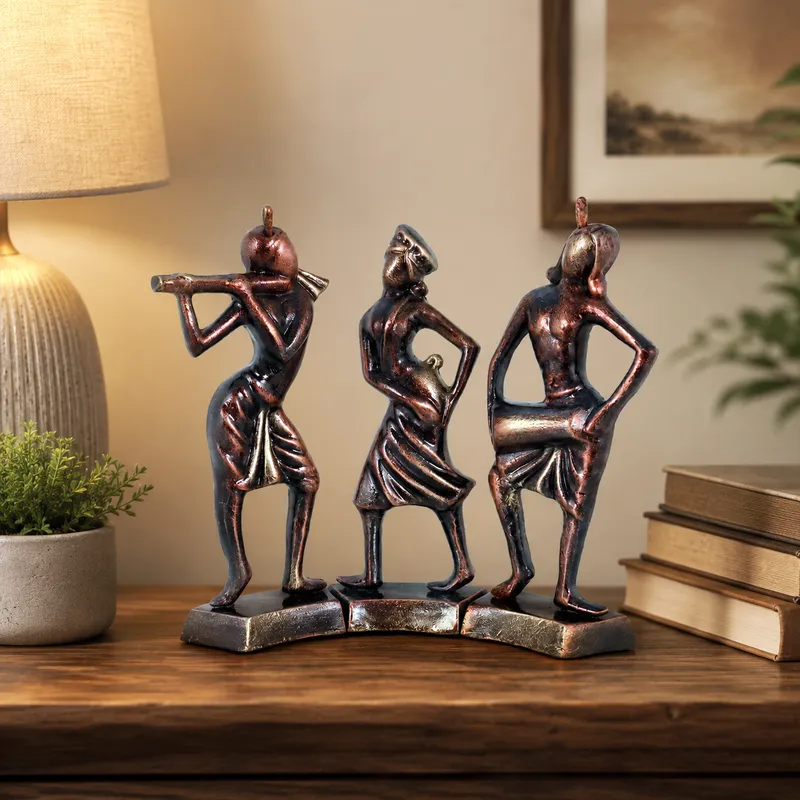 Tribal Dance Group - Metallic Bronze | Handmade Terracotta Clay Figurine | Abstract Terracotta Showpieces