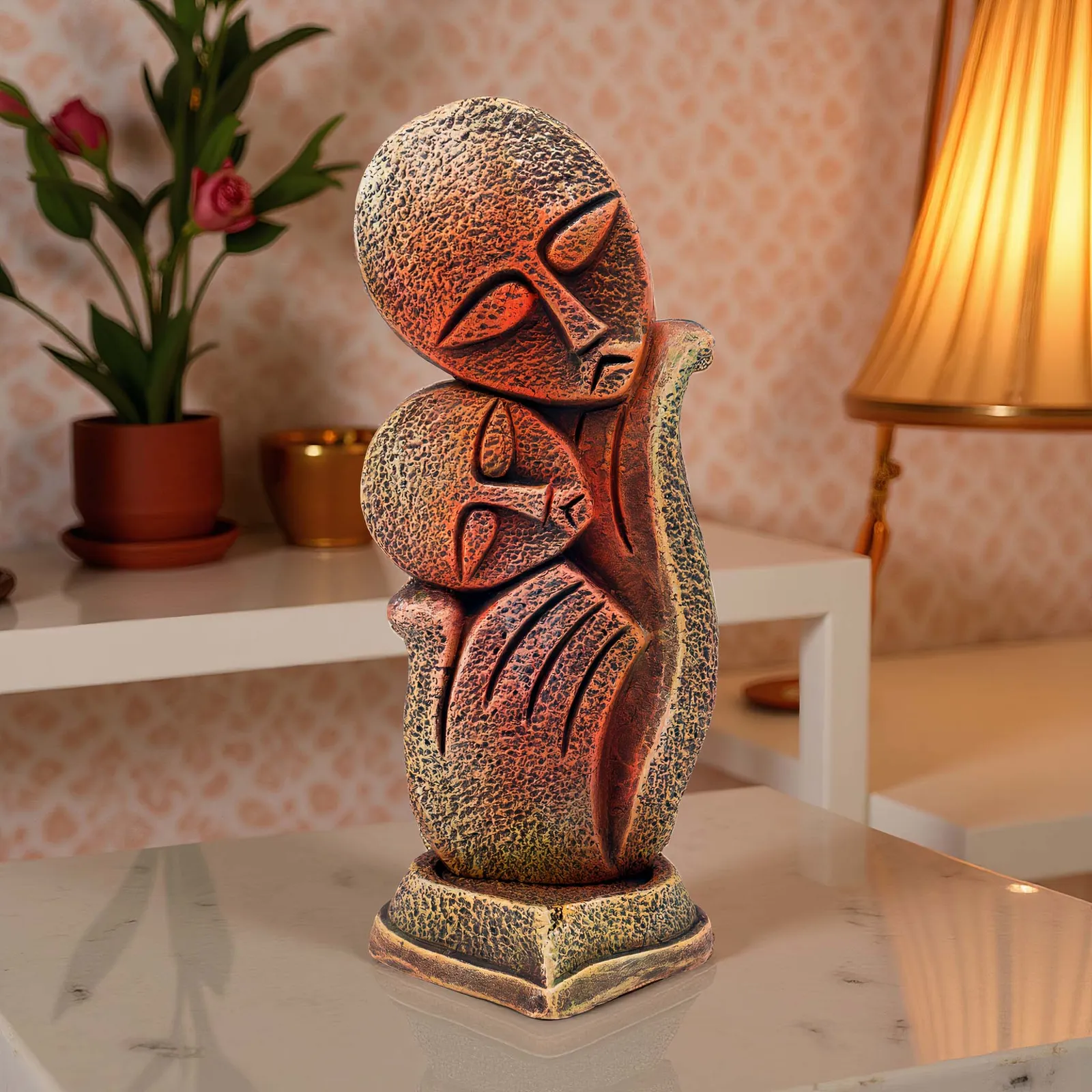 Aakriti of Love - Mother and Child | Handmade Terracotta Clay Figurine | Abstract Terracotta Showpieces