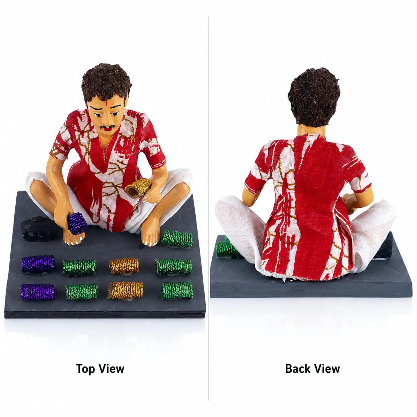 Bangle Seller - Man - Handmade Terracotta Clay Figurine | Basic Sitting Human Figure Idol