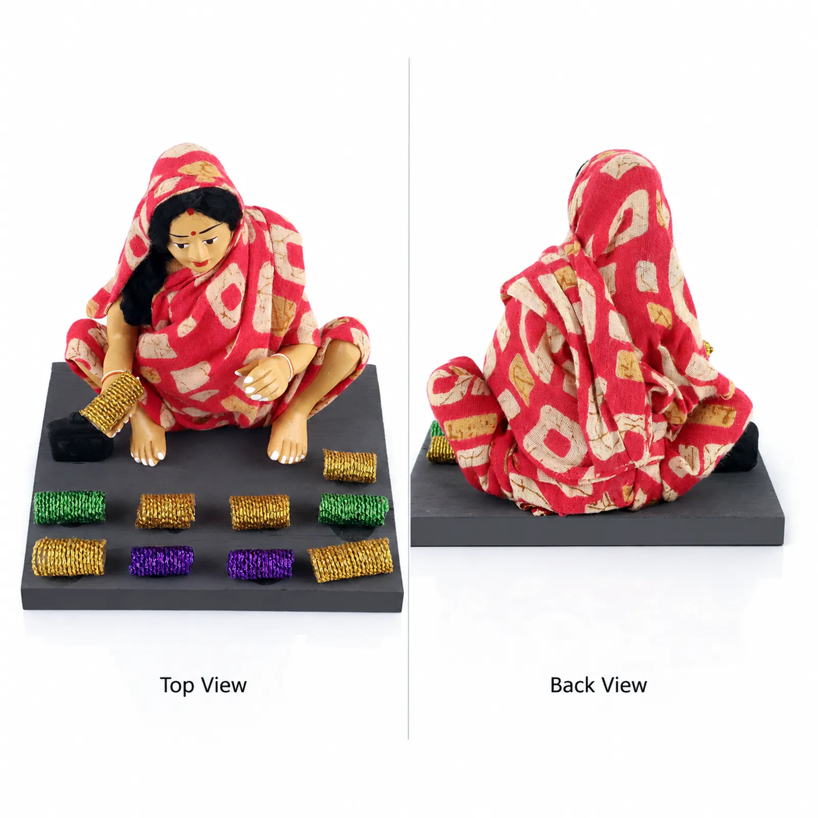 Bangle Seller - Woman - Handmade Terracotta Clay Figurine | Basic Sitting Human Figure Idol