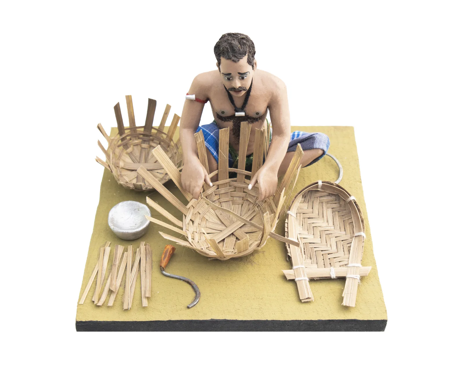 Basket Maker - Handmade Terracotta Clay Figurine | Prime Sitting Human Figure Idol