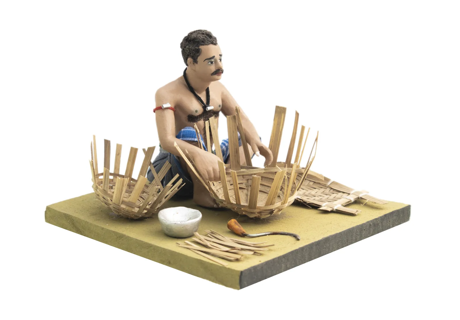 Basket Maker - Handmade Terracotta Clay Figurine | Prime Sitting Human Figure Idol