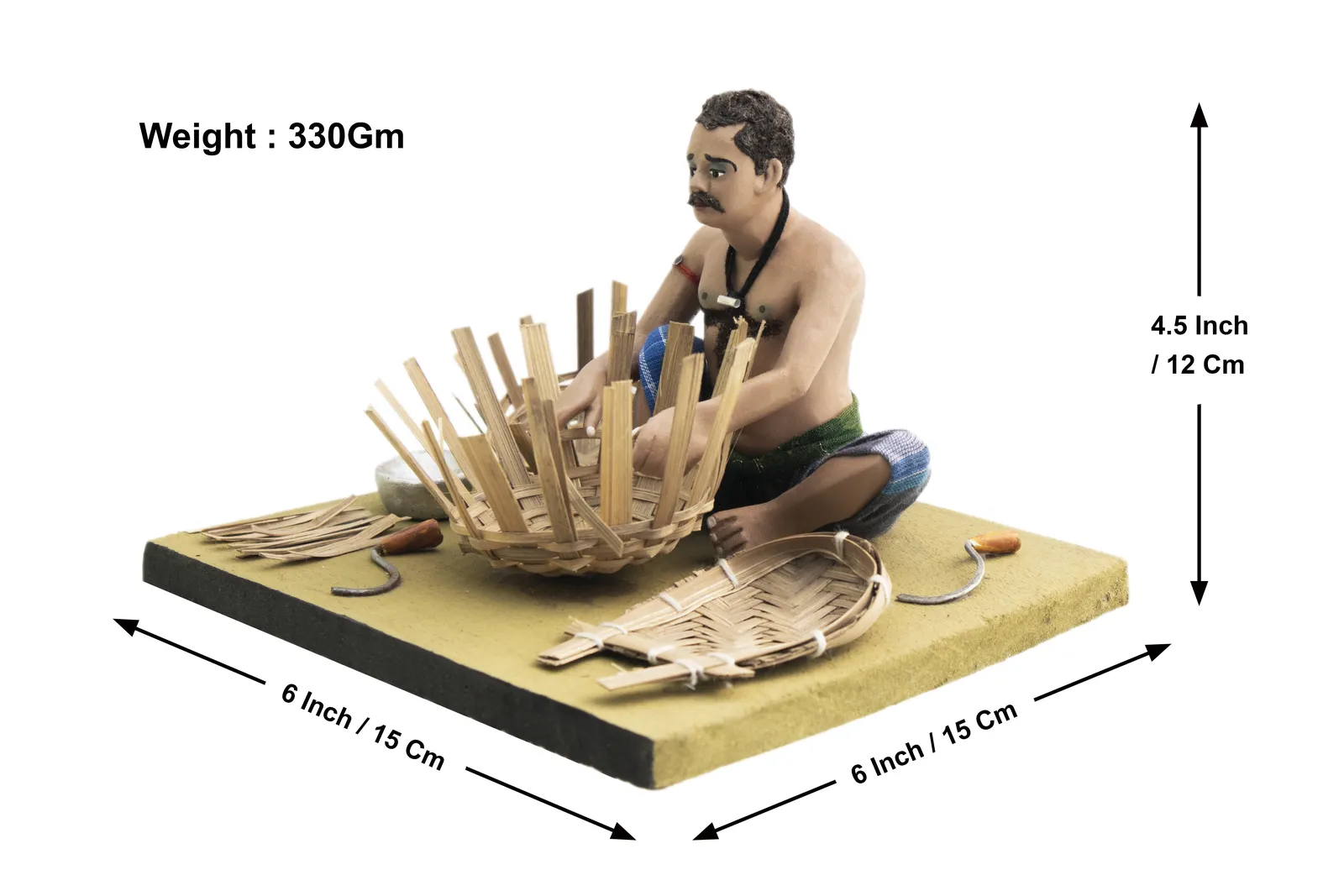 Basket Maker - Handmade Terracotta Clay Figurine | Prime Sitting Human Figure Idol