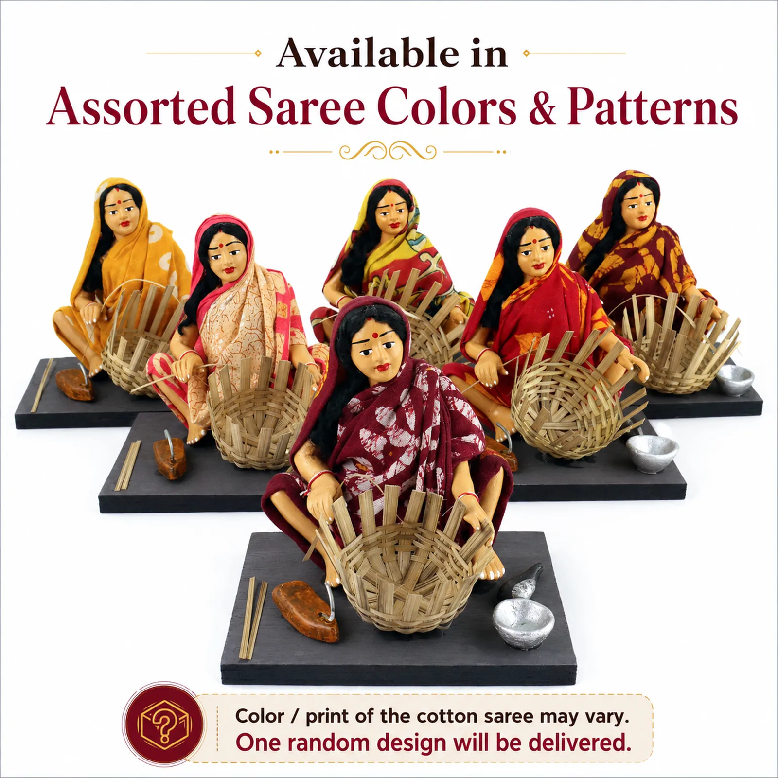 Basket Maker - Woman - Handmade Terracotta Clay Figurine | Basic Sitting Human Figure Idol