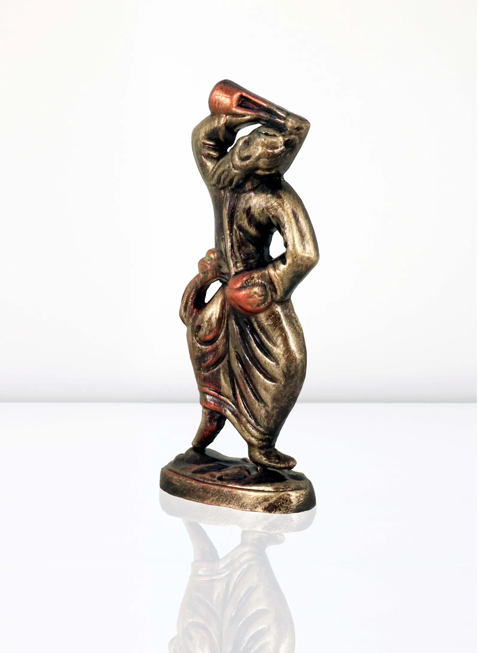 Baul - Folk Singer - Metallic Golden | Handmade Terracotta Clay Figurine | Abstract Terracotta Showpieces