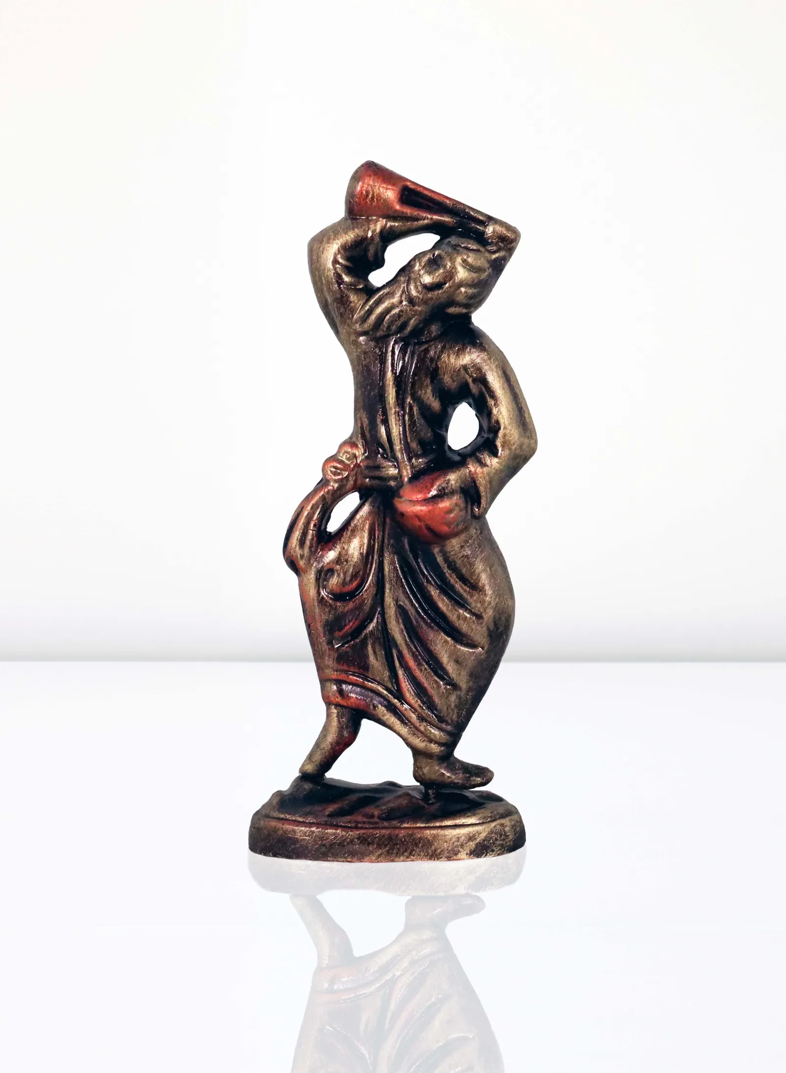 Baul - Folk Singer - Metallic Golden | Handmade Terracotta Clay Figurine | Abstract Terracotta Showpieces