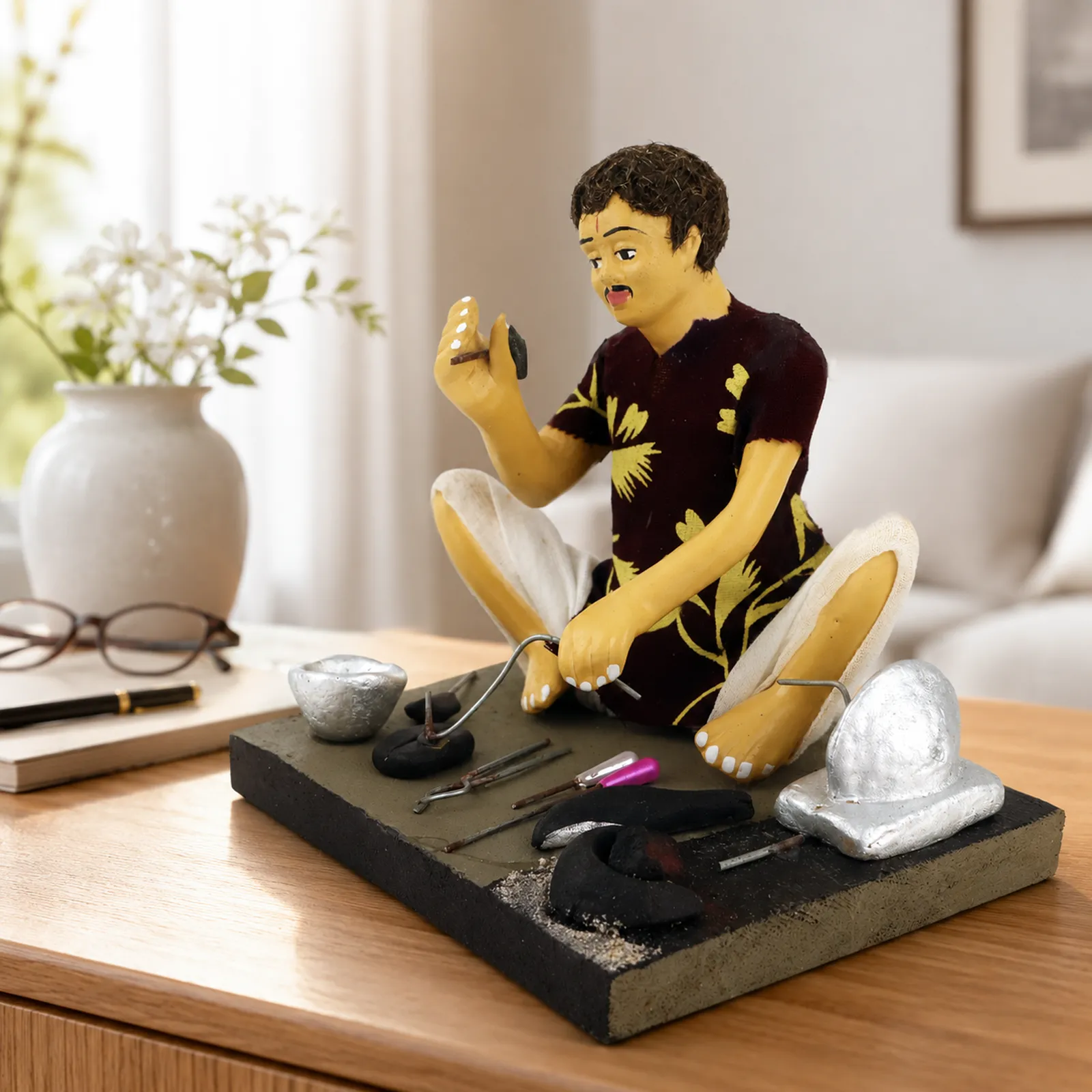 Blacksmith - Handmade Terracotta Clay Figurine | Basic Sitting Human Figure Idol
