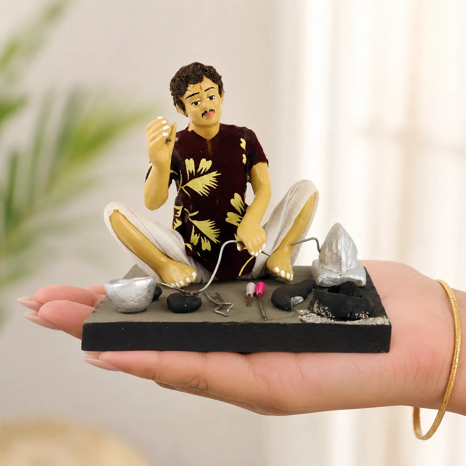 Blacksmith - Handmade Terracotta Clay Figurine | Basic Sitting Human Figure Idol