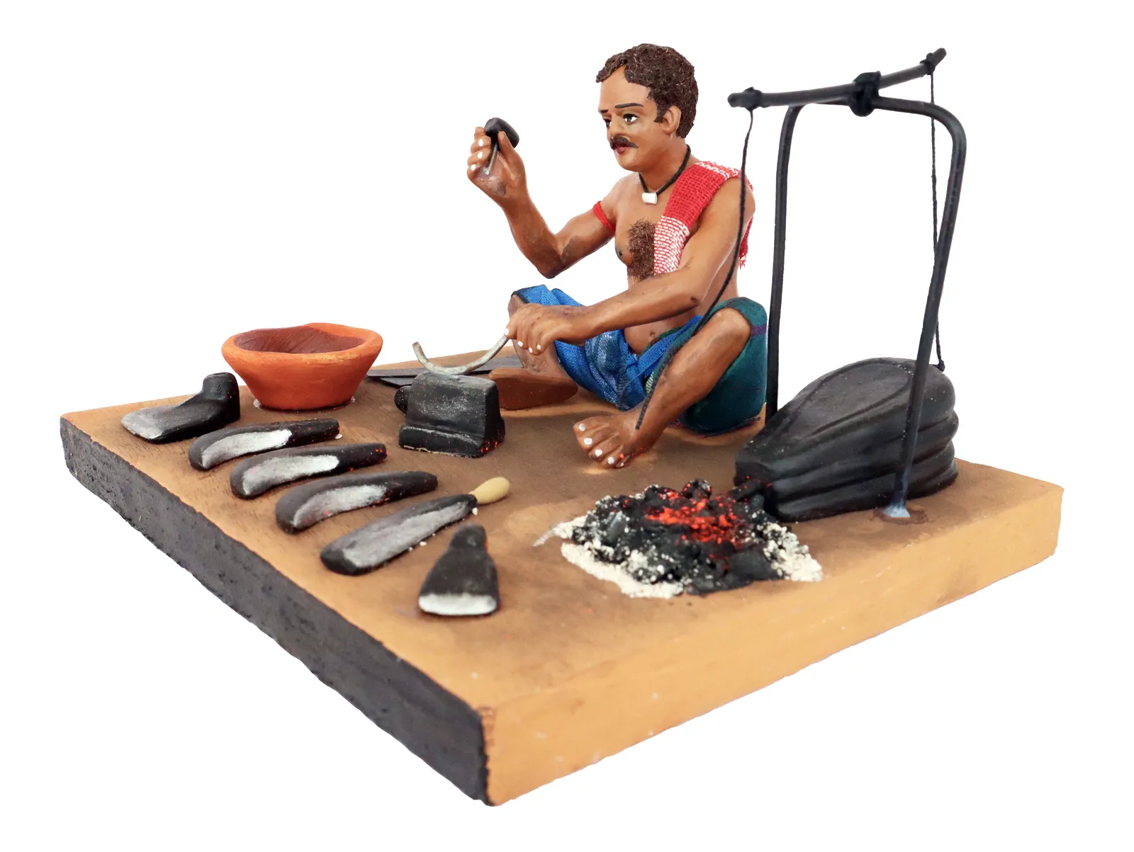 Blacksmith - Handmade Terracotta Clay Figurine | Prime Sitting Human Figure Idol