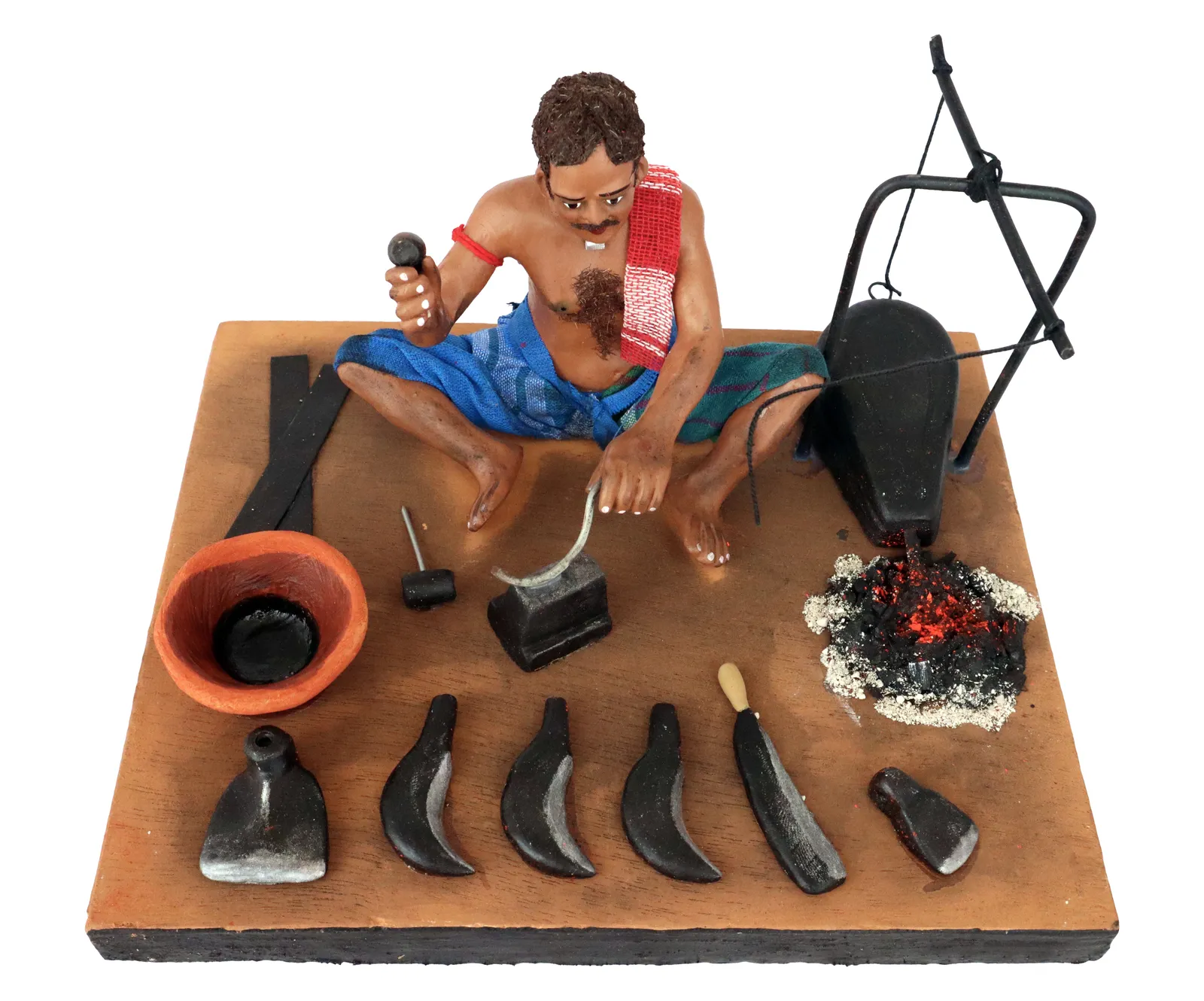 Blacksmith - Handmade Terracotta Clay Figurine | Prime Sitting Human Figure Idol