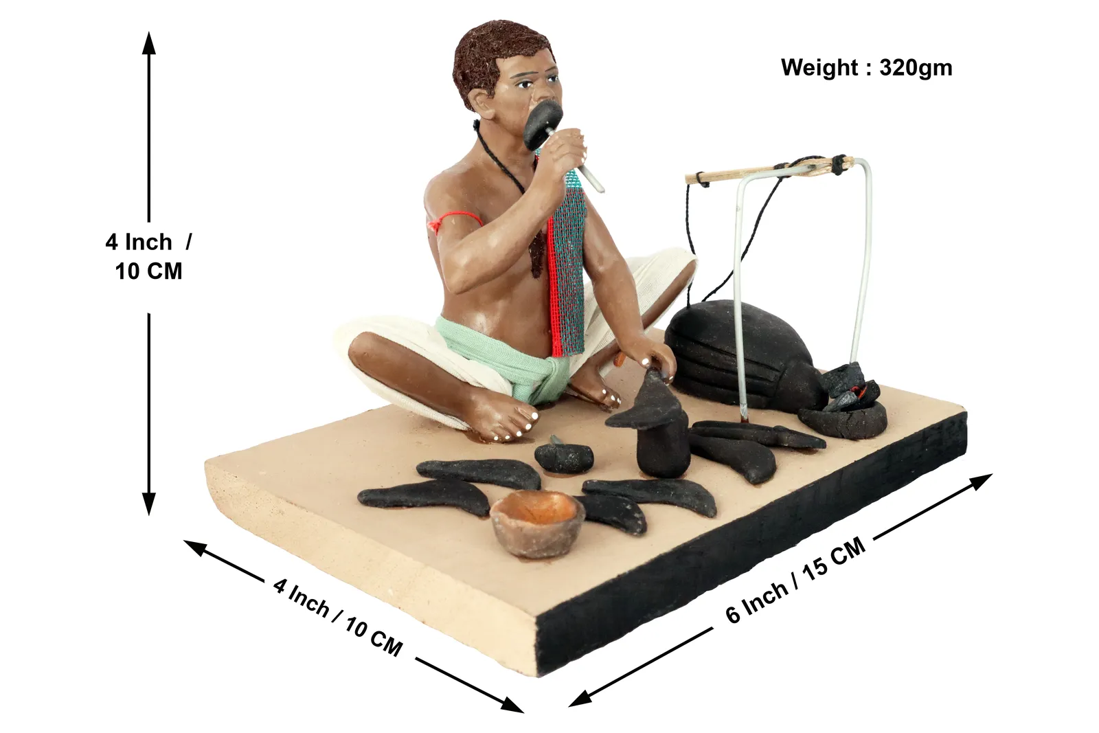 Blacksmith - Handmade Terracotta Clay Figurine | Standard Sitting Human Figure Idol
