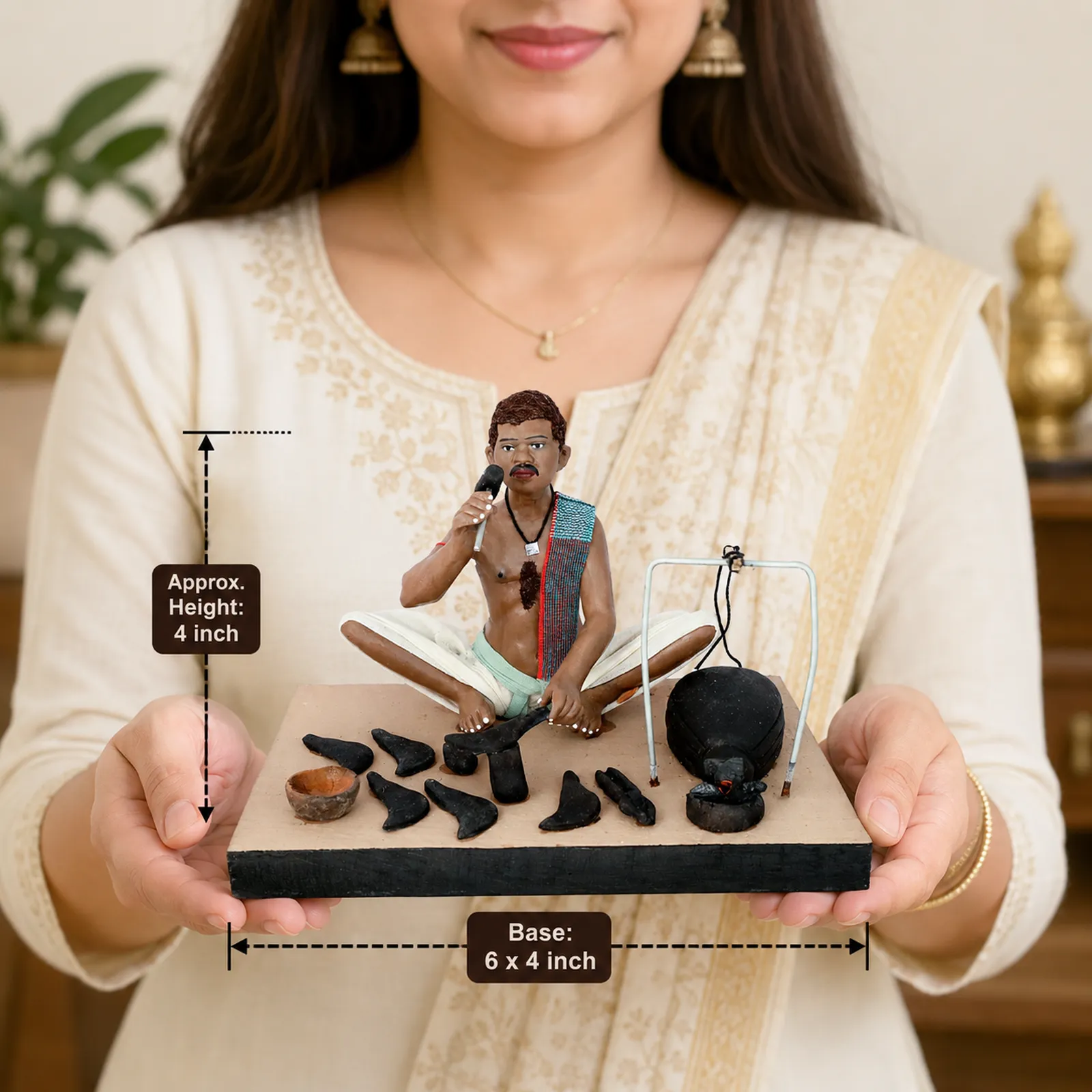 Blacksmith - Handmade Terracotta Clay Figurine | Standard Sitting Human Figure Idol