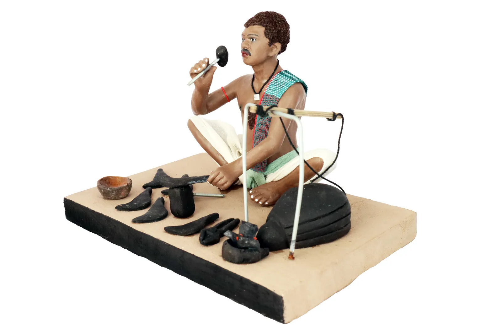 Blacksmith - Handmade Terracotta Clay Figurine | Standard Sitting Human Figure Idol