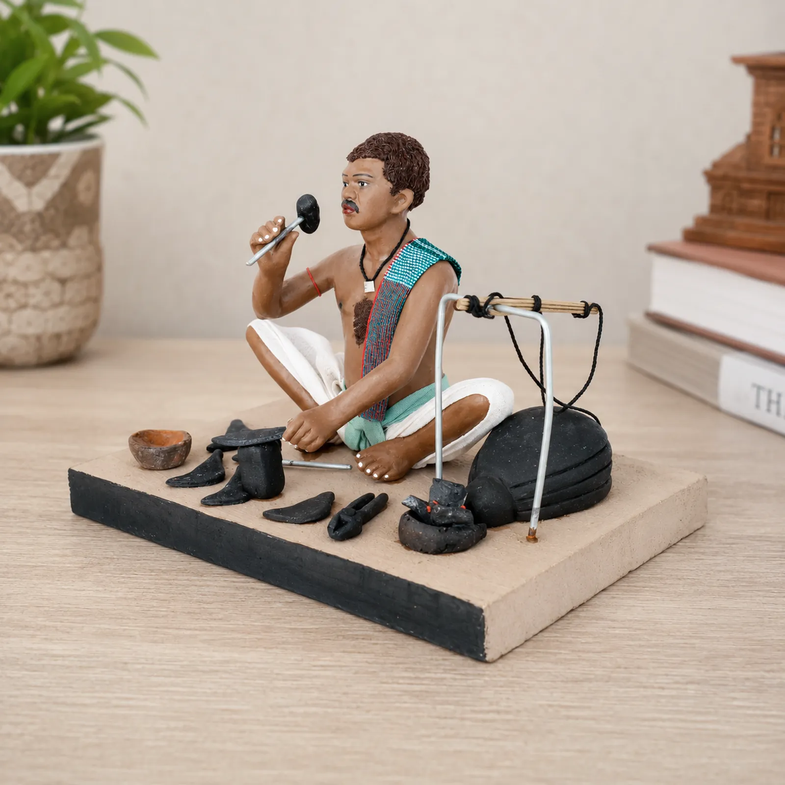 Blacksmith - Handmade Terracotta Clay Figurine | Standard Sitting Human Figure Idol
