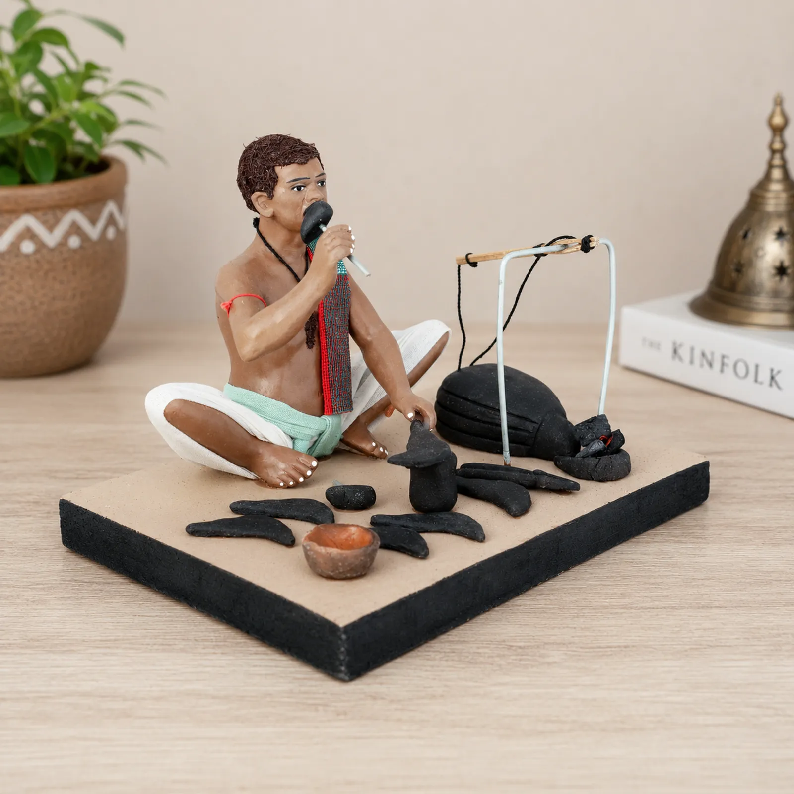 Blacksmith - Handmade Terracotta Clay Figurine | Standard Sitting Human Figure Idol