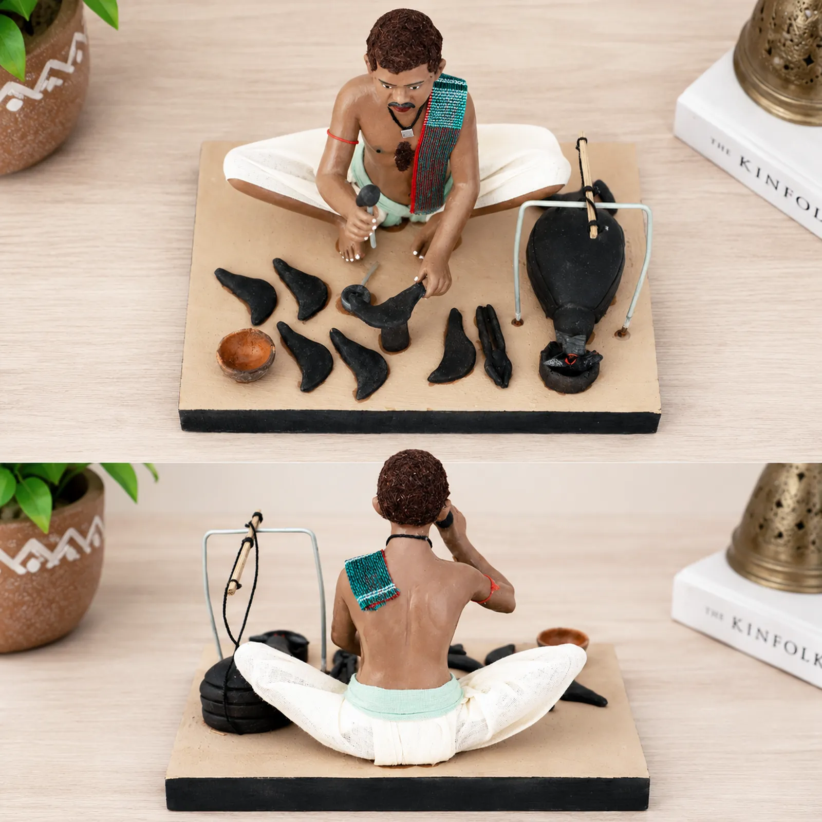 Blacksmith - Handmade Terracotta Clay Figurine | Standard Sitting Human Figure Idol