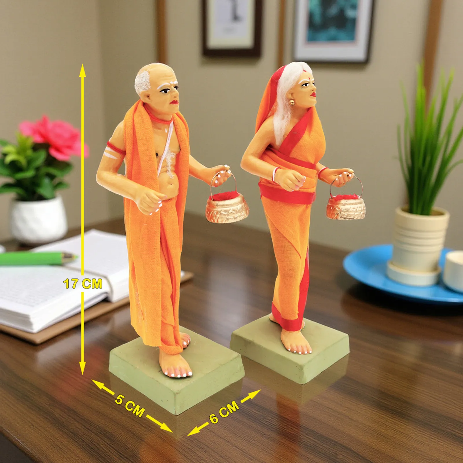 Brahman Brahmani - Set of 2 | Handmade Terracotta Clay Figurine | Standing Human Figure Idols