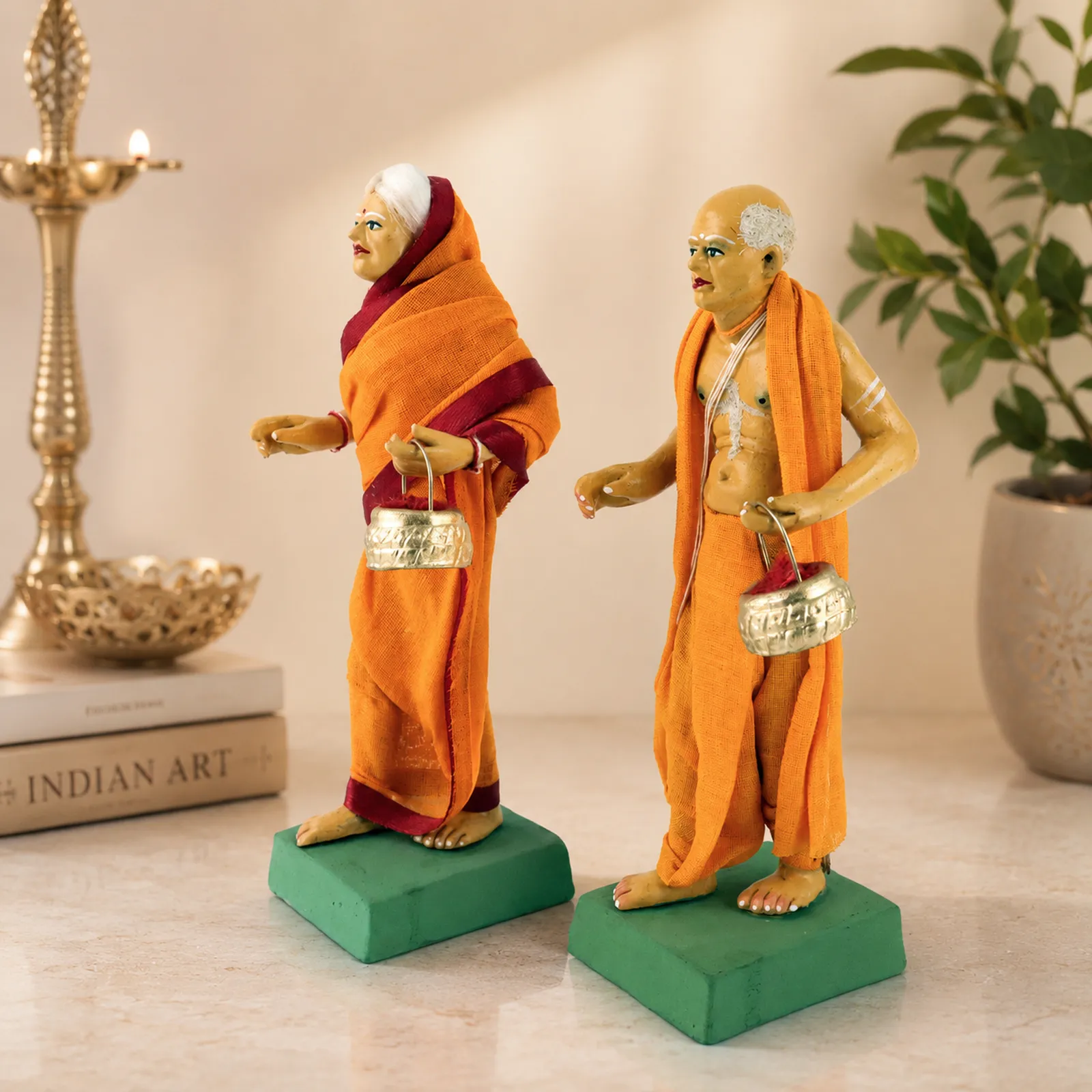 Brahman Brahmani - Set of 2 | Handmade Terracotta Clay Figurine | Standing Human Figure Idols