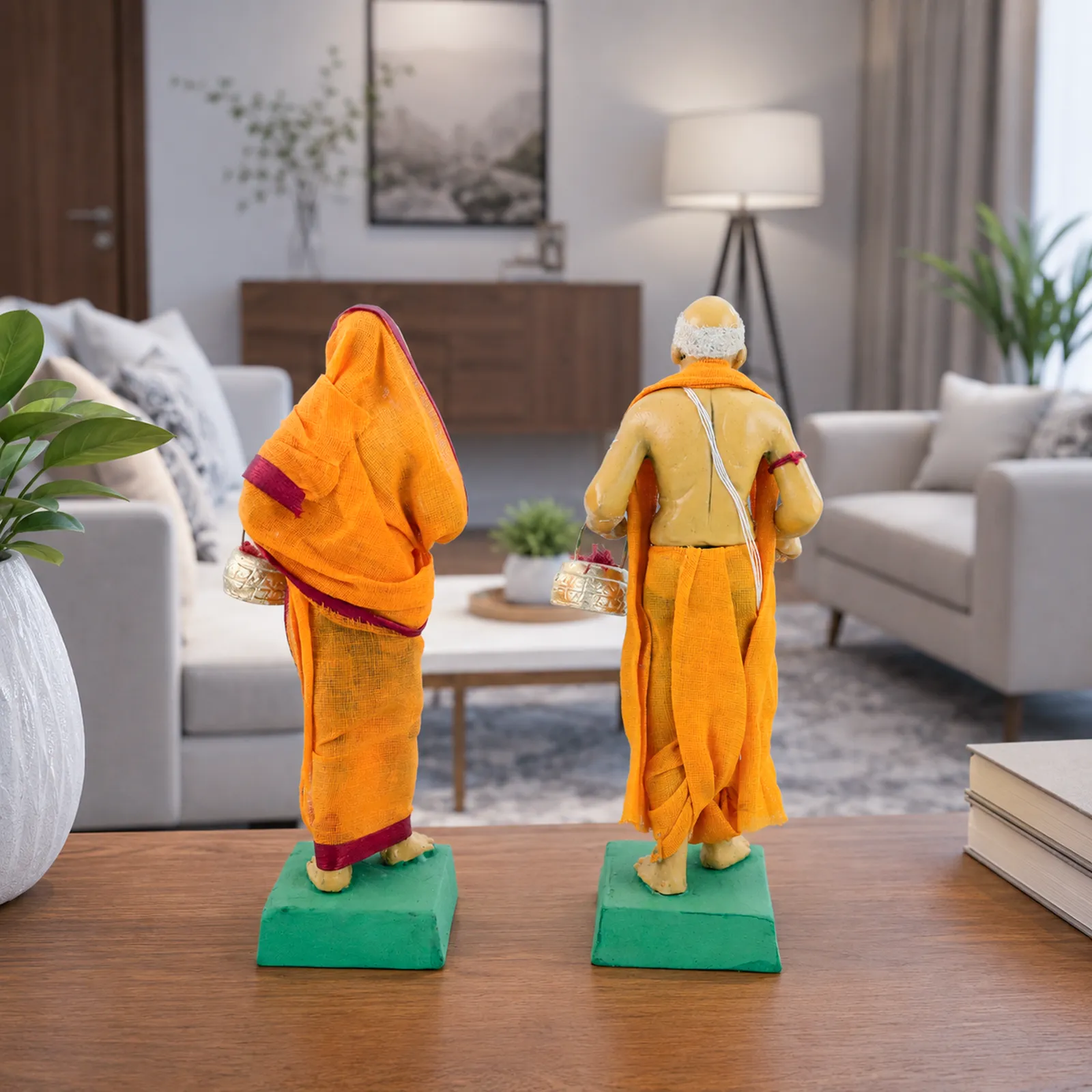 Brahman Brahmani - Set of 2 | Handmade Terracotta Clay Figurine | Standing Human Figure Idols