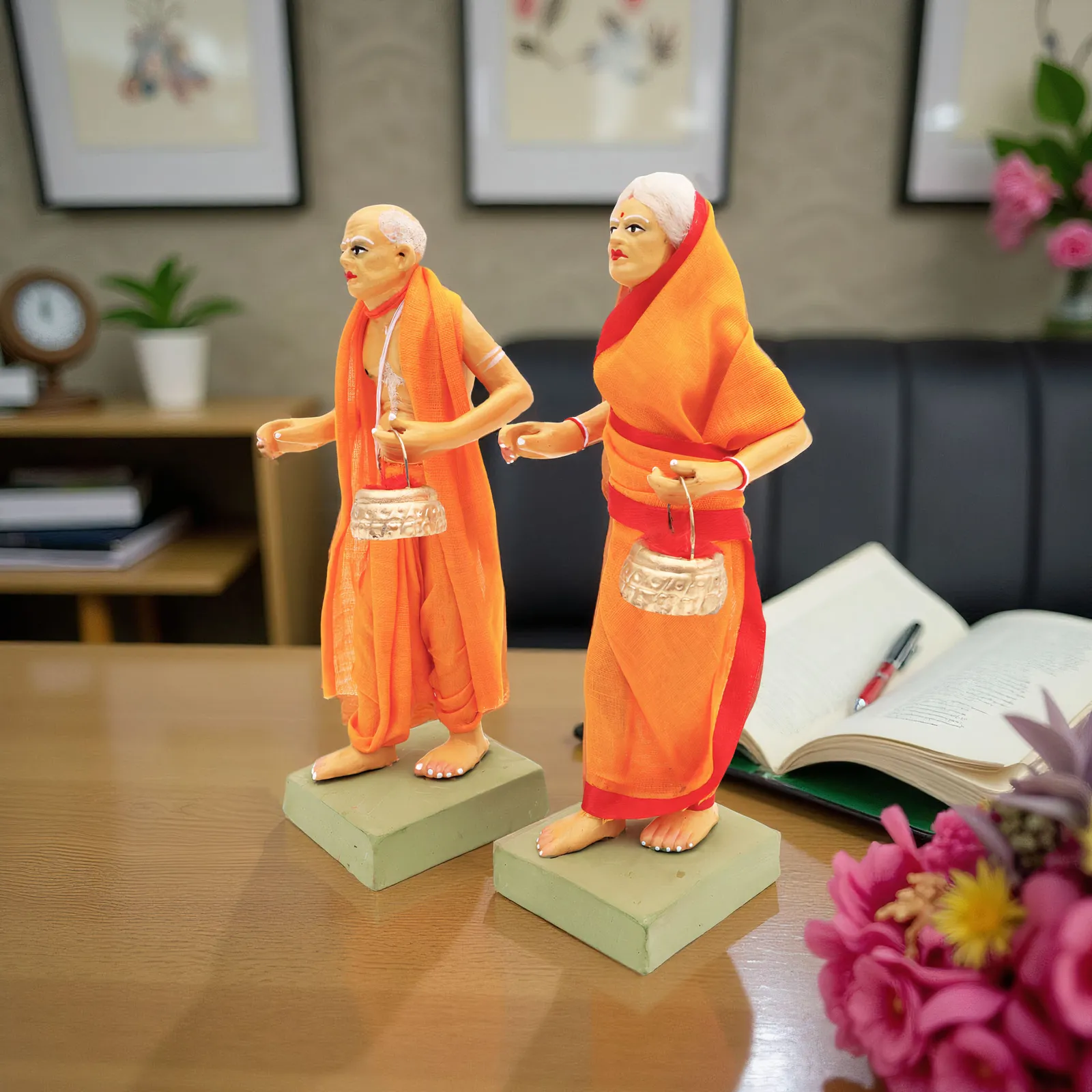 Brahman Brahmani - Set of 2 | Handmade Terracotta Clay Figurine | Standing Human Figure Idols
