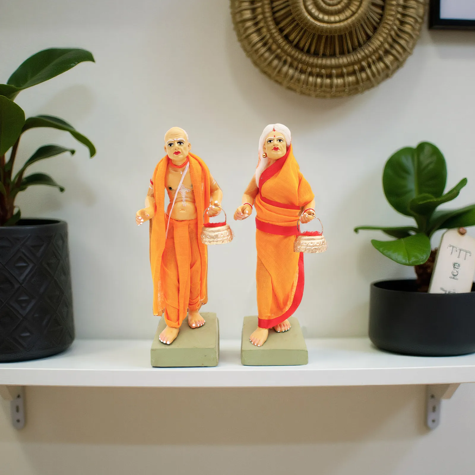 Brahman Brahmani - Set of 2 | Handmade Terracotta Clay Figurine | Standing Human Figure Idols