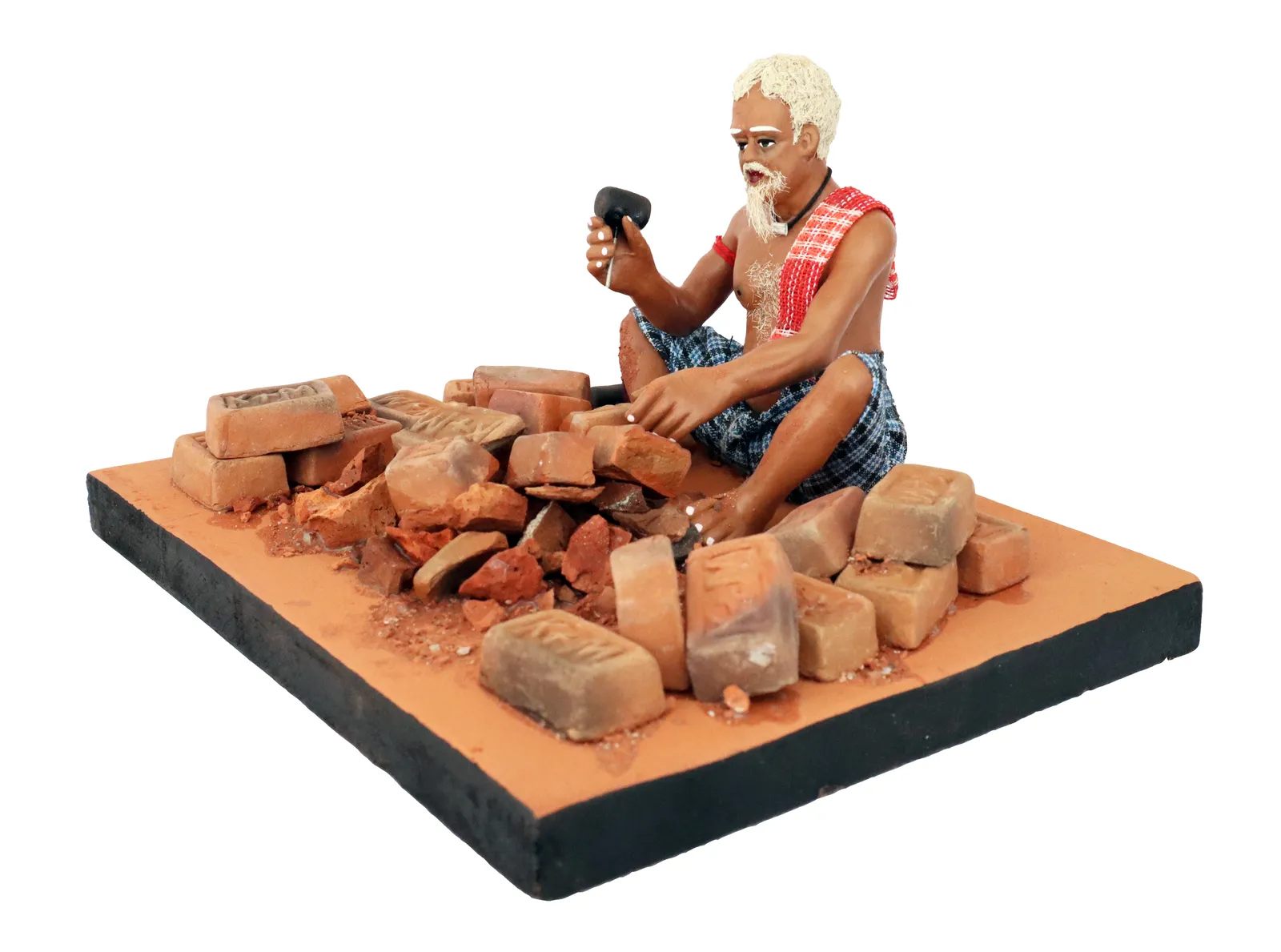 Brick Breaker - Handmade Terracotta Clay Figurine | Prime Sitting Human Figure Idol