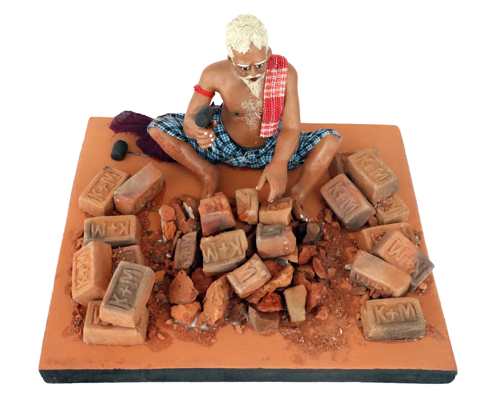 Brick Breaker - Handmade Terracotta Clay Figurine | Prime Sitting Human Figure Idol