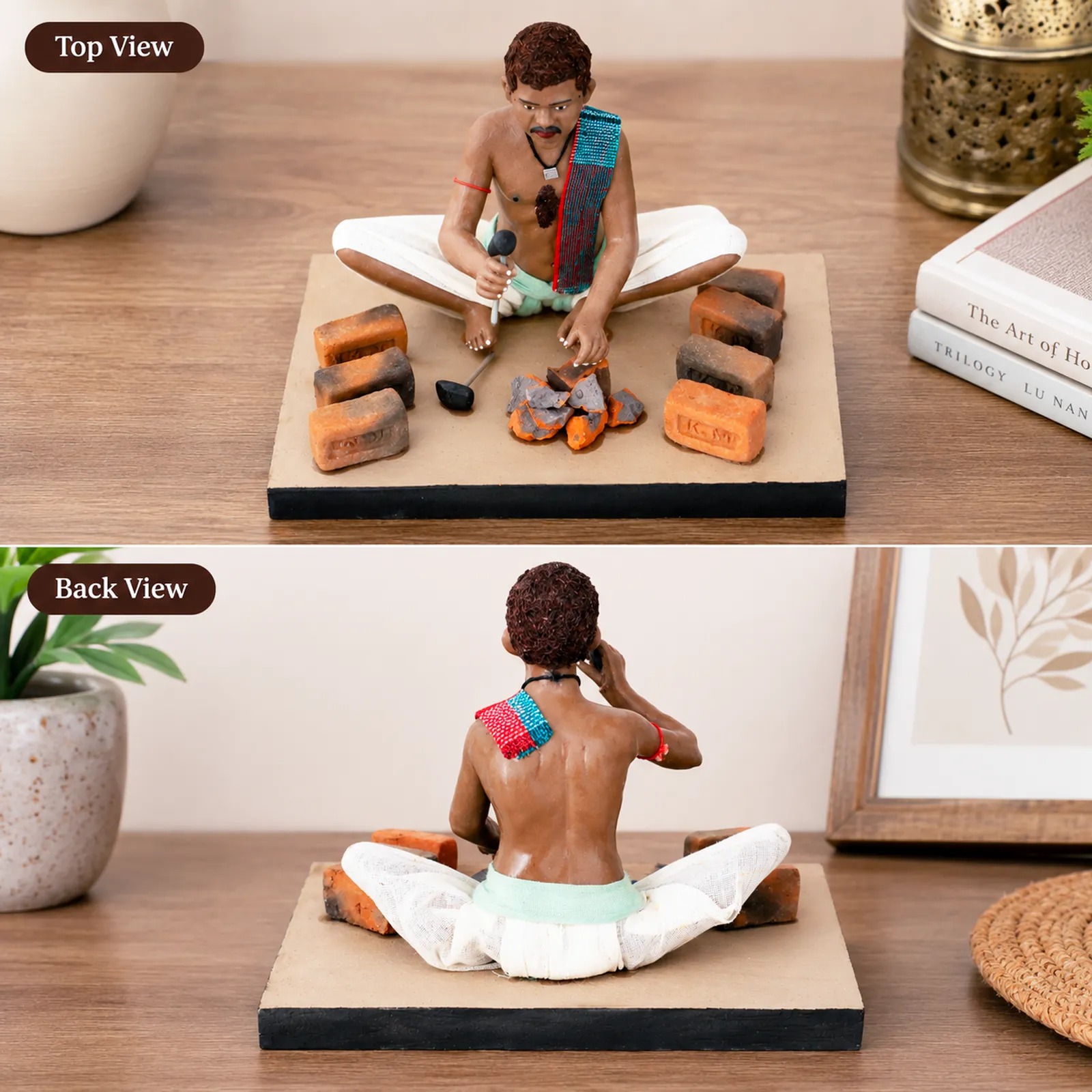 Brick Breaker - Handmade Terracotta Clay Figurine | Standard Sitting Human Figure Idol