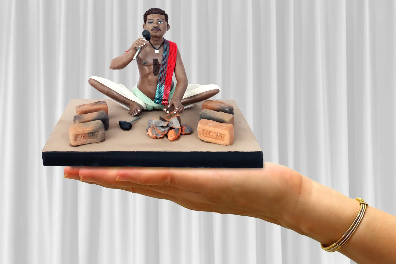 Brick Breaker - Handmade Terracotta Clay Figurine | Standard Sitting Human Figure Idol