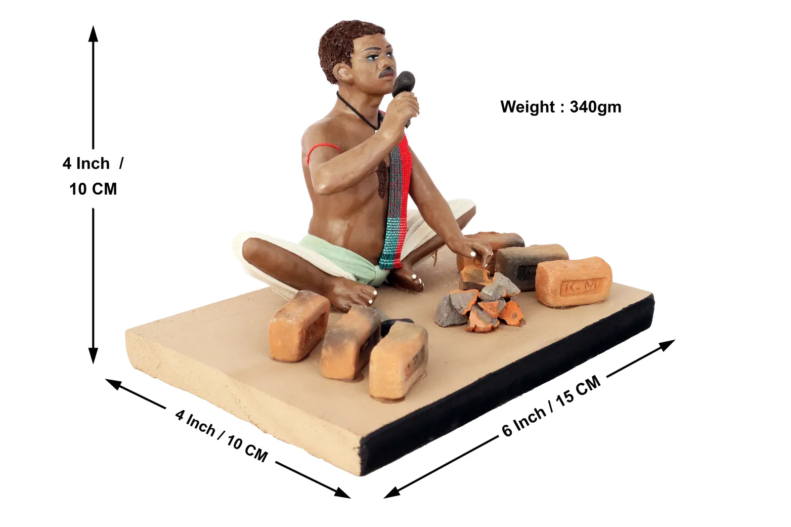 Brick Breaker - Handmade Terracotta Clay Figurine | Standard Sitting Human Figure Idol